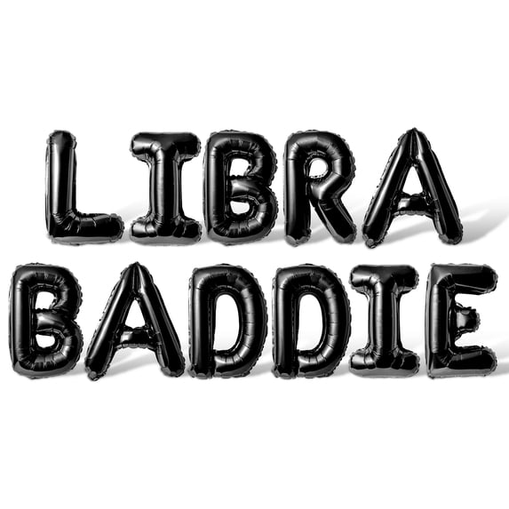 Letter Balloons - LIBRA BADDIE 16" Inch Alphabet Letters Foil Mylar Balloon Libra Birthday Party Banner (Black)