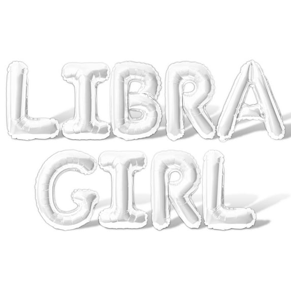 Letter Balloons - LIBRA GIRL 16" Inch Alphabet Letters Foil Mylar Balloon Libra Birthday Party Banner (White)