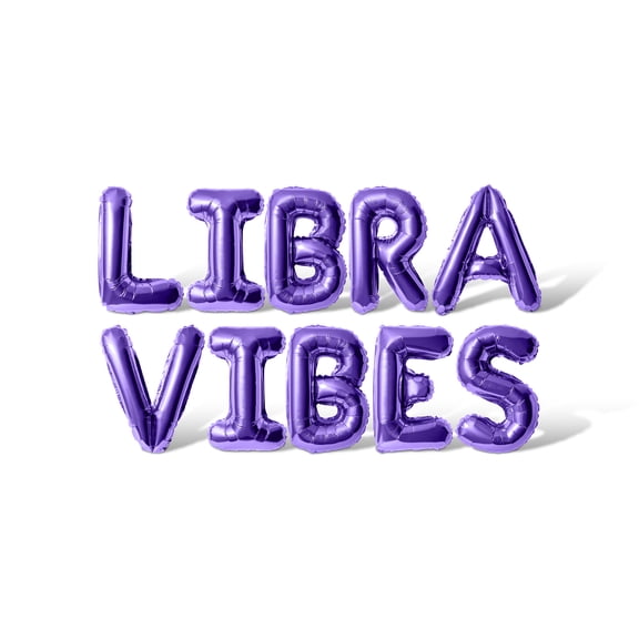 Letter Balloons - LIBRA VIBES 16" Inch Alphabet Letters Foil Mylar Balloon Birthday Party Banner (Purple)