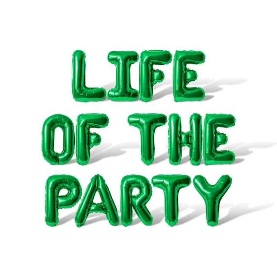 Letter Balloons - LIFE OF THE PARTY 16" Inch Alphabet Letters Foil Mylar Balloon Birthday Party Banner (Green)
