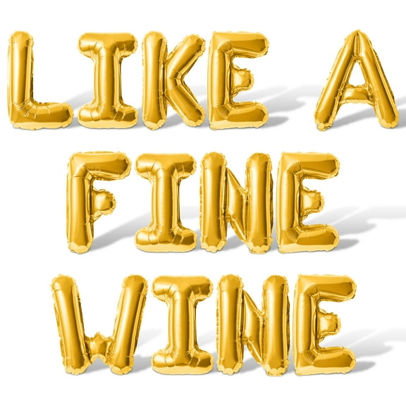 Letter Balloons - LIKE A FINE WINE 16" Inch Alphabet Letters Foil Mylar Balloon Birthday Party Banner (Gold)
