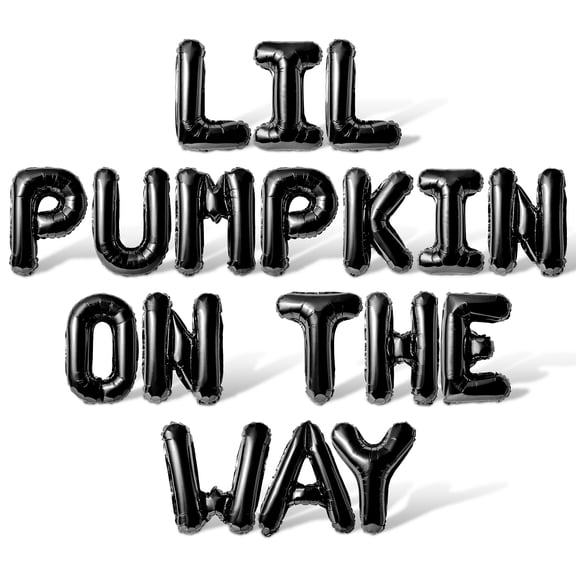 Letter Balloons - LIL PUMPKIN ON THE WAY 16" Inch Alphabet Letters Foil Mylar Balloon Baby Shower Party Banner (Black)