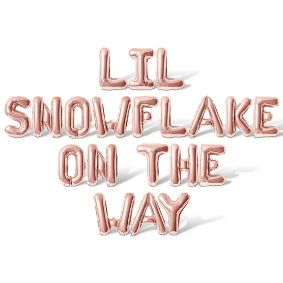 Letter Balloons - LIL SNOWFLAKE ON THE WAY 16" Inch Alphabet Letters Foil Mylar Balloon Baby Shower Party Banner (Rose Gold)