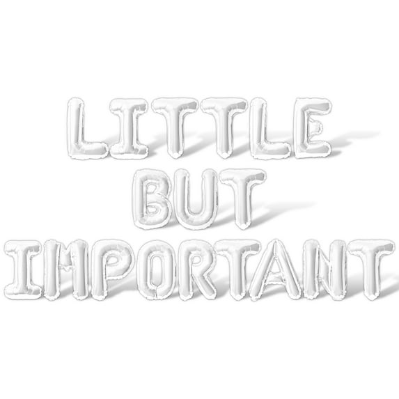 Letter Balloons - LITTLE BUT IMPORTANT 16" Inch Alphabet Letters Foil Mylar Balloon Kid Birthday Party Banner (White)