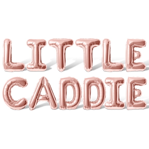 Letter Balloons - LITTLE CADDIE 16" Inch Alphabet Letters Foil Mylar Balloon Child Golf-Themed Birthday Party Banner (Rose Gold)