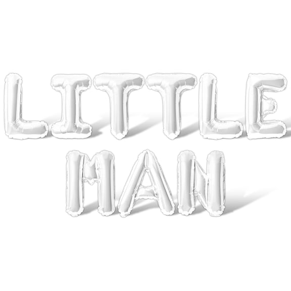 Letter Balloons - LITTLE MAN 16" Inch Alphabet Letters Foil Mylar Balloon Birthday Party Banner (White)