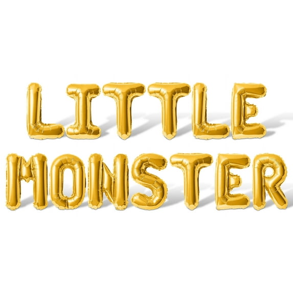 Letter Balloons - LITTLE MONSTER 16" Inch Alphabet Letters Foil Mylar Balloon Baby Shower Party Banner (Gold)