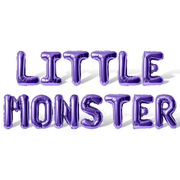Letter Balloons - LITTLE MONSTER 16" Inch Alphabet Letters Foil Mylar Balloon Baby Shower Party Banner (Purple)