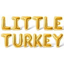 Letter Balloons - LITTLE TURKEY 16" Inch Alphabet Letters Foil Mylar Balloon Baby Shower Party Banner (Gold)