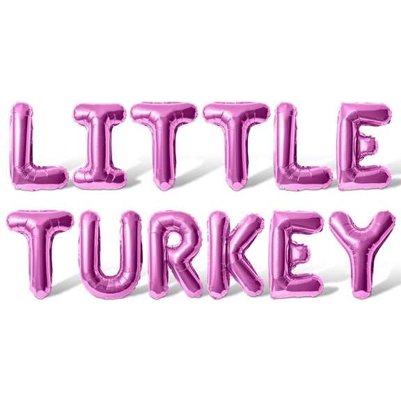 Letter Balloons - LITTLE TURKEY 16" Inch Alphabet Letters Foil Mylar Balloon Baby Shower Party Banner (Pink)