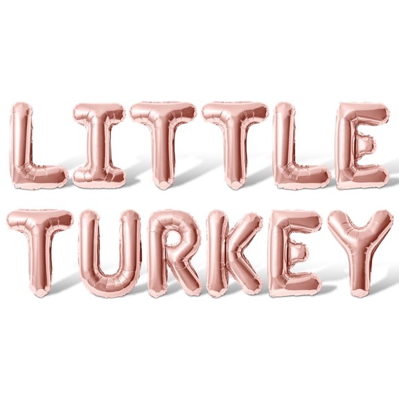 Letter Balloons - LITTLE TURKEY 16" Inch Alphabet Letters Foil Mylar Balloon Baby Shower Party Banner (Rose Gold)