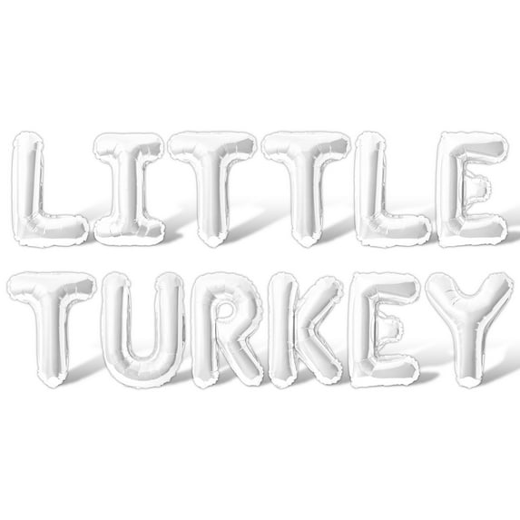 Letter Balloons - LITTLE TURKEY 16" Inch Alphabet Letters Foil Mylar Balloon Baby Shower Party Banner (White)