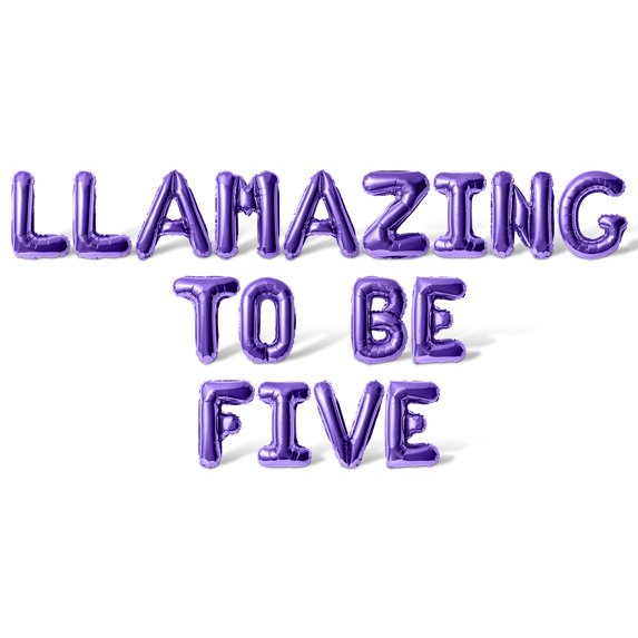 Letter Balloons - LLAMAZING TO BE FIVE 16" Inch Alphabet Letters Foil Mylar Balloon 5th Birthday Party Banner (Purple)