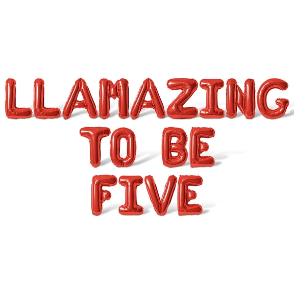 Letter Balloons - LLAMAZING TO BE FIVE 16" Inch Alphabet Letters Foil Mylar Balloon 5th Birthday Party Banner (Red)