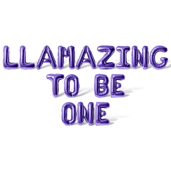 Letter Balloons - LLAMAZING TO BE ONE 16" Inch Alphabet Letters Foil Mylar Balloon 1st Birthday Party Banner (Purple)