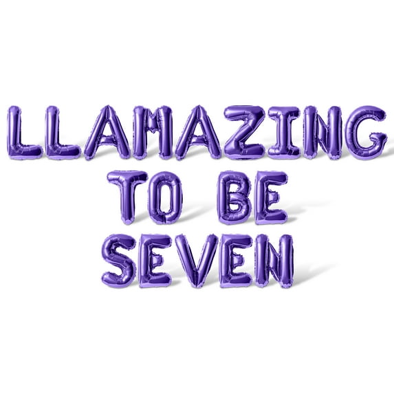 Letter Balloons - LLAMAZING TO BE SEVEN 16" Inch Alphabet Letters Foil Mylar Balloon 7th Birthday Party Banner (Purple)