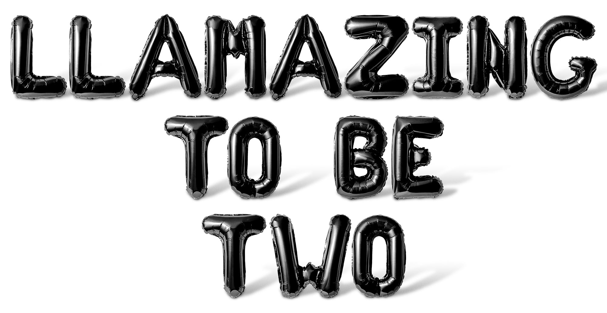 Letter Balloons - LLAMAZING TO BE TWO 16" Inch Alphabet Letters Foil Mylar Balloon 2nd Birthday Party Banner (Black)