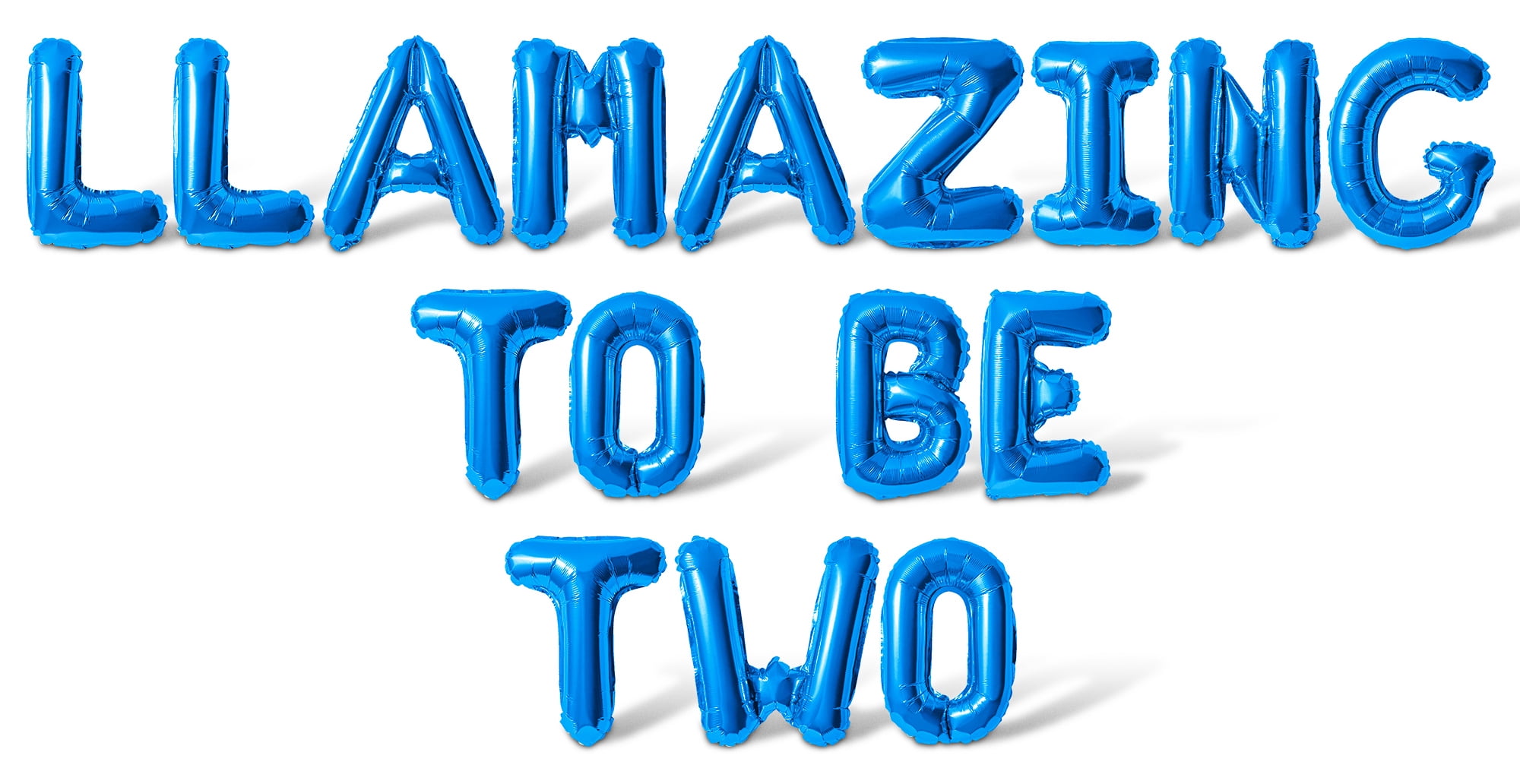 Letter Balloons - LLAMAZING TO BE TWO 16" Inch Alphabet Letters Foil Mylar Balloon 2nd Birthday Party Banner (Blue)