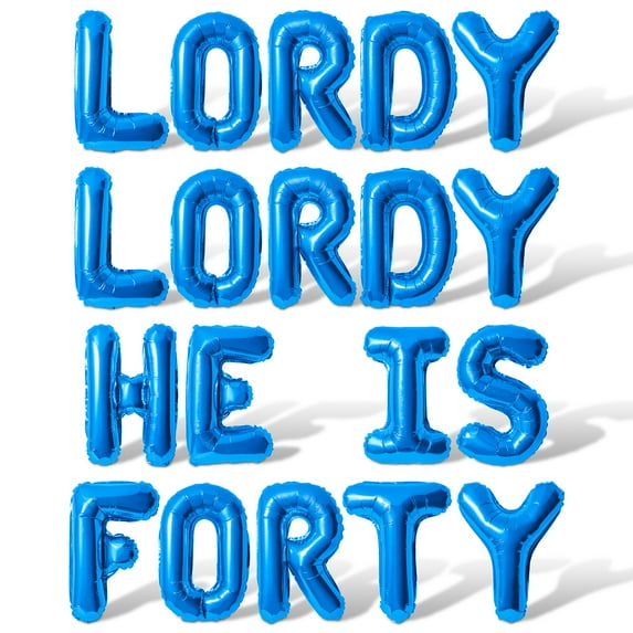 Letter Balloons - LORDY LORDY HE IS FORTY 16" Inch Alphabet Letters Foil Mylar Balloon 40th Birthday Party Banner (Blue)
