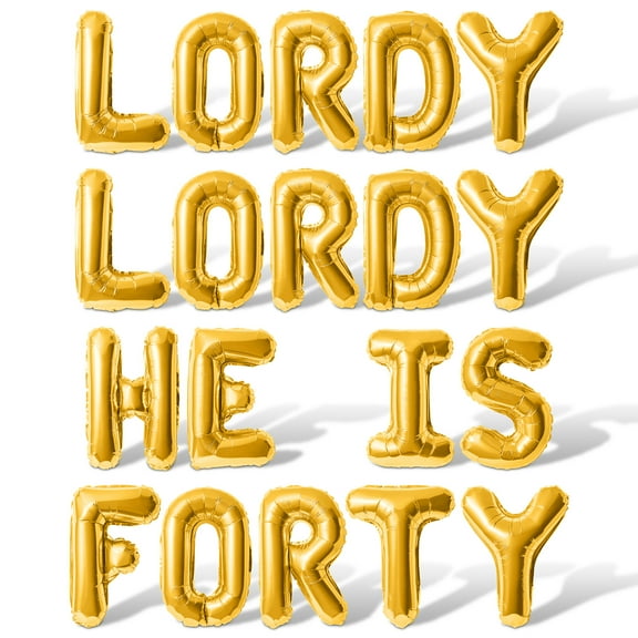 Letter Balloons - LORDY LORDY HE IS FORTY 16" Inch Alphabet Letters Foil Mylar Balloon 40th Birthday Party Banner (Gold)