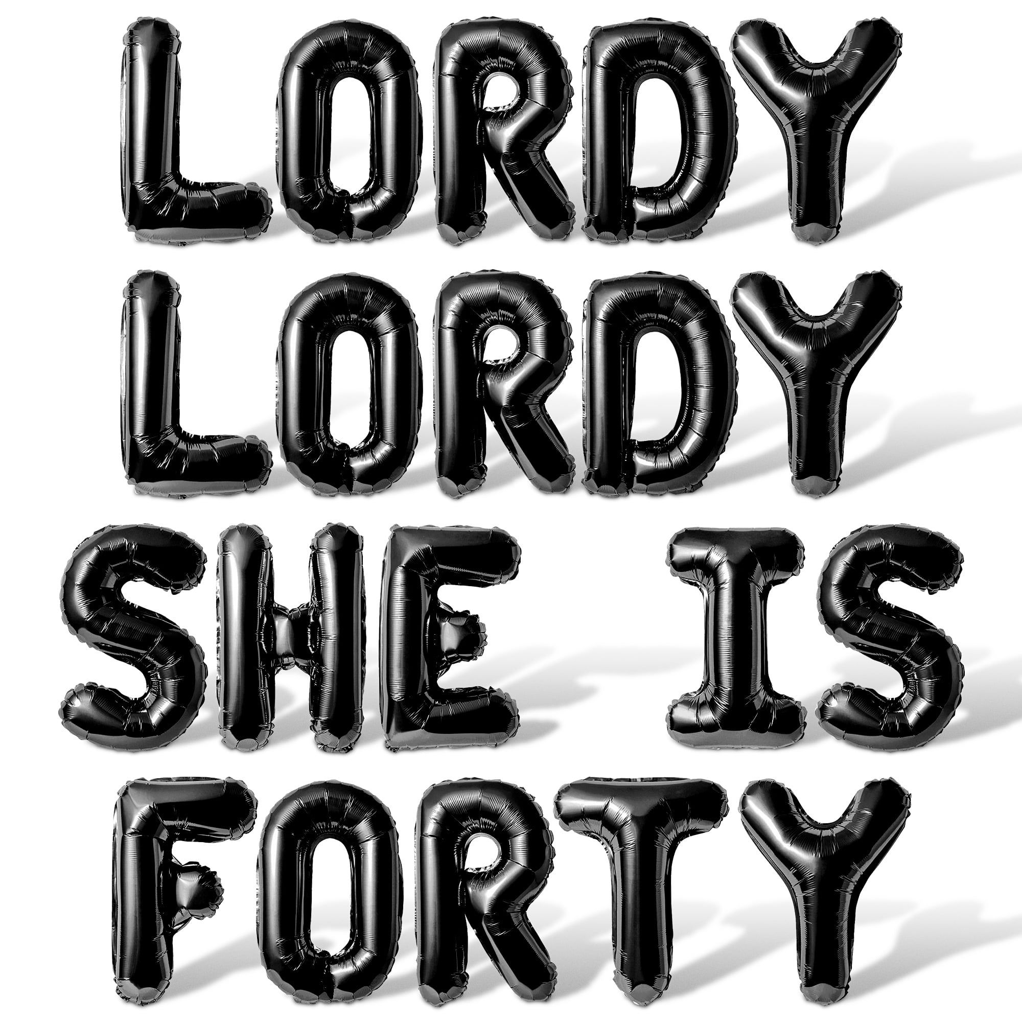 Letter Balloons - LORDY LORDY SHE IS FORTY 16" Inch Alphabet Letters Foil Mylar Balloon 40th Birthday Party Banner (Black)