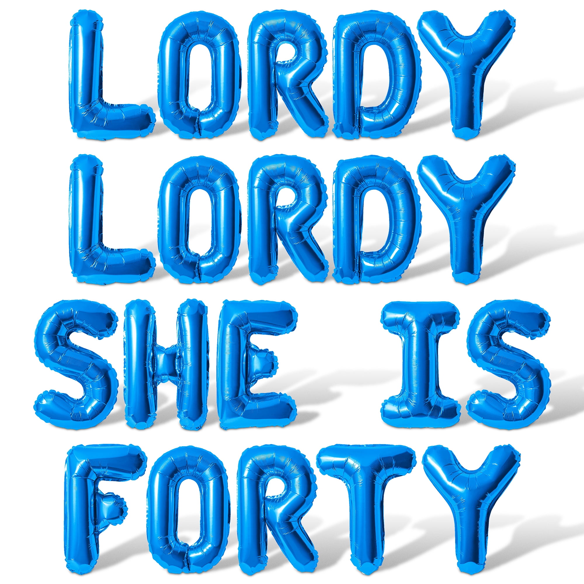 Letter Balloons - LORDY LORDY SHE IS FORTY 16" Inch Alphabet Letters Foil Mylar Balloon 40th Birthday Party Banner (Blue)
