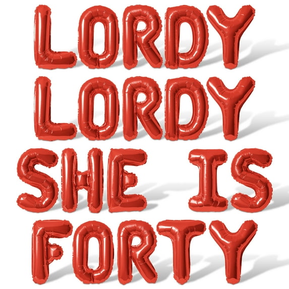 Letter Balloons - LORDY LORDY SHE IS FORTY 16" Inch Alphabet Letters Foil Mylar Balloon 40th Birthday Party Banner (Red)