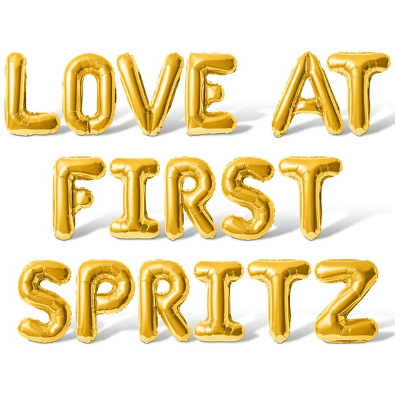 Letter Balloons - LOVE AT FIRST SPRITZ 16" Inch Alphabet Letters Foil Mylar Balloon Bachelorette Party Banner (Gold)