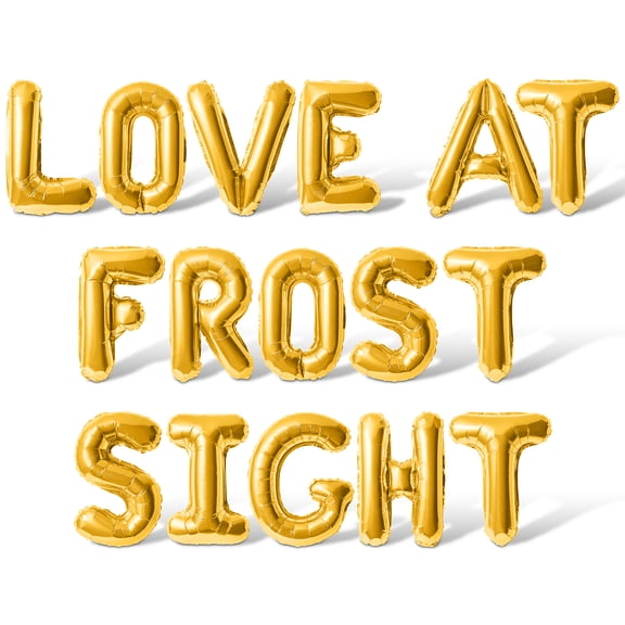 Letter Balloons - LOVE AT FROST SIGHT 16" Inch Alphabet Letters Foil Mylar Balloon Christmas Party Banner (Gold)