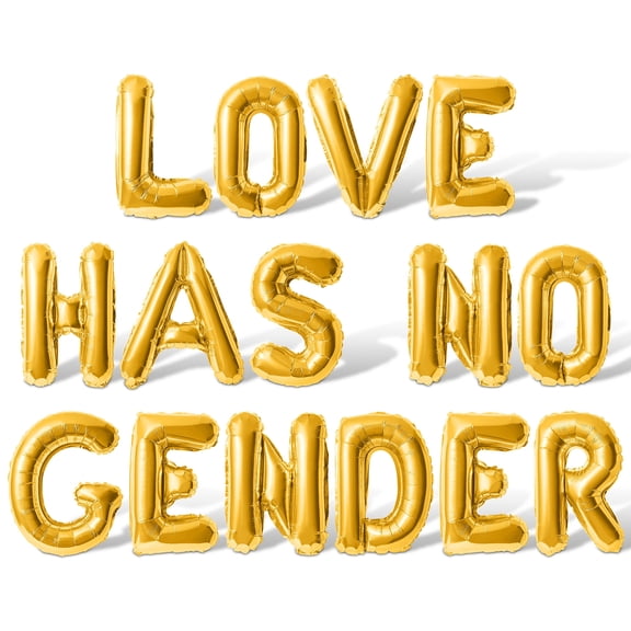 Letter Balloons - LOVE HAS NO GENDER 16" Inch Alphabet Letters Foil Mylar Balloon Pride Day Party Banner (Gold)