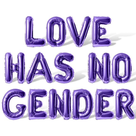 Letter Balloons - LOVE HAS NO GENDER 16" Inch Alphabet Letters Foil Mylar Balloon Pride Day Party Banner (Purple)