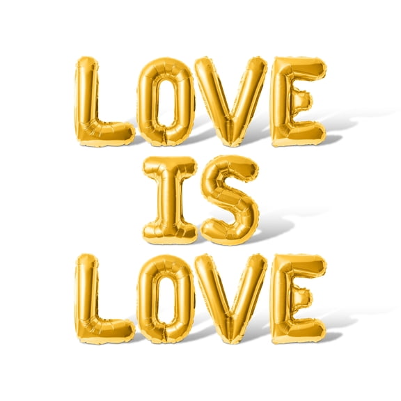 Letter Balloons - LOVE IS LOVE 16" Inch Alphabet Letters Foil Mylar Balloon Pride Day Party Banner (Gold)