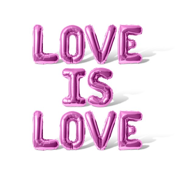 Letter Balloons - LOVE IS LOVE 16" Inch Alphabet Letters Foil Mylar Balloon Pride Day Party Banner (Pink)