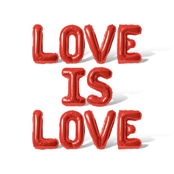 Letter Balloons - LOVE IS LOVE 16" Inch Alphabet Letters Foil Mylar Balloon Pride Day Party Banner (Red)