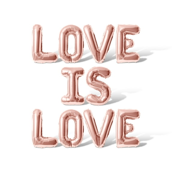Letter Balloons - LOVE IS LOVE 16" Inch Alphabet Letters Foil Mylar Balloon Pride Day Party Banner (Rose Gold)