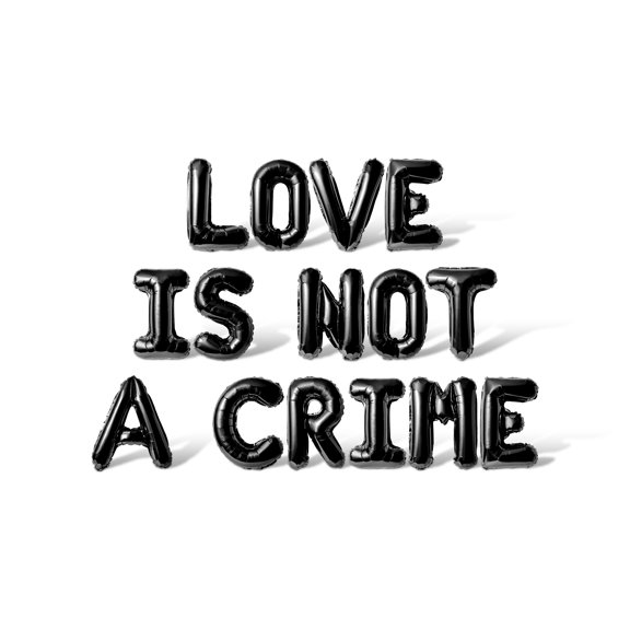 Letter Balloons - LOVE IS NOT A CRIME 16" Inch Alphabet Letters Foil Mylar Balloon Pride Day Party Banner (Black)