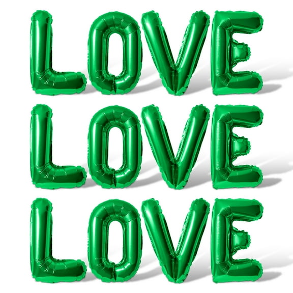 Letter Balloons - LOVE LOVE LOVE 16" Inch Alphabet Letters Foil Mylar Balloon Galentines Day Party Banner (Green)