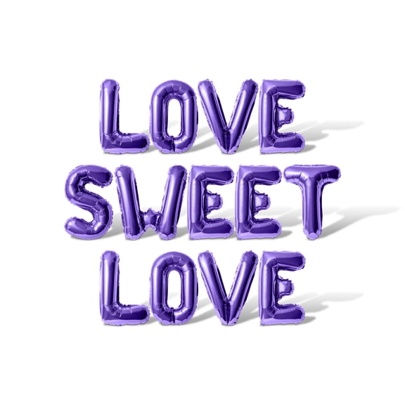 Letter Balloons - LOVE SWEET LOVE 16" Inch Alphabet Letters Foil Mylar Balloon Valentine's Day Party Banner (Purple)