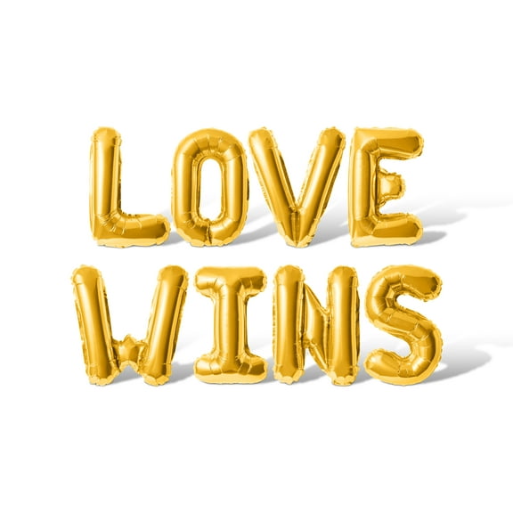 Letter Balloons - LOVE WINS 16" Inch Alphabet Letters Foil Mylar Balloon Pride Day Party Banner (Gold)