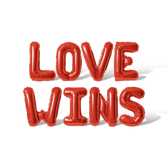 Letter Balloons - LOVE WINS 16" Inch Alphabet Letters Foil Mylar Balloon Pride Day Party Banner (Red)