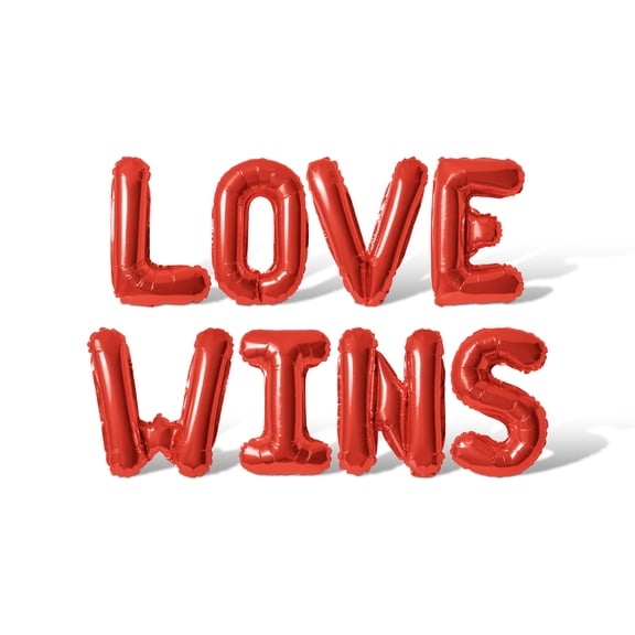Letter Balloons - LOVE WINS 16" Inch Alphabet Letters Foil Mylar Balloon Pride Day Party Banner (Red)