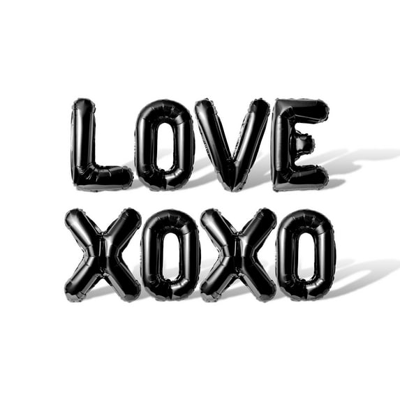 Letter Balloons - LOVE XOXO 16" Inch Alphabet Letters Foil Mylar Balloon Valentine's Day Party Banner (Black)