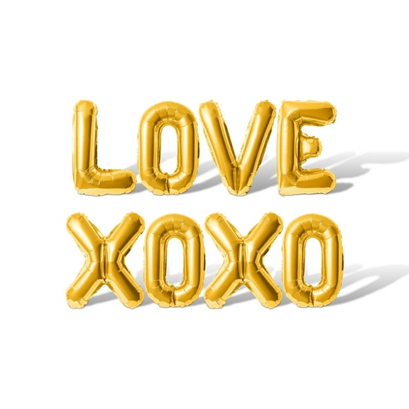 Letter Balloons - LOVE XOXO 16" Inch Alphabet Letters Foil Mylar Balloon Valentine's Day Party Banner (Gold)