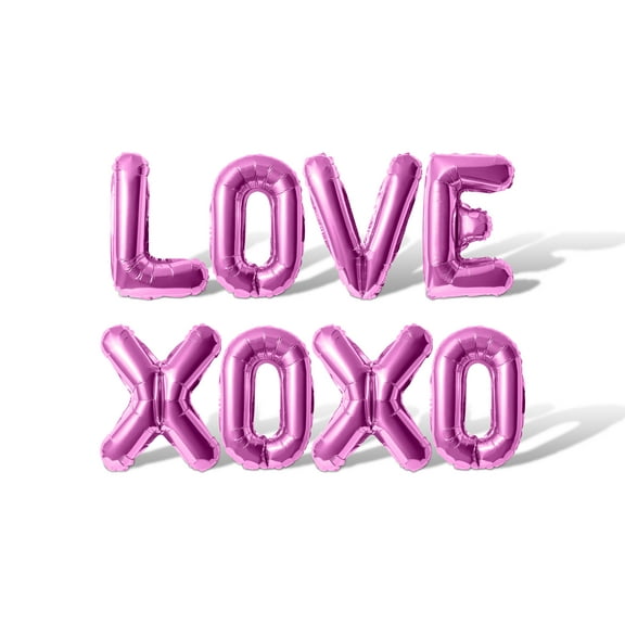 Letter Balloons - LOVE XOXO 16" Inch Alphabet Letters Foil Mylar Balloon Valentine's Day Party Banner (Pink)
