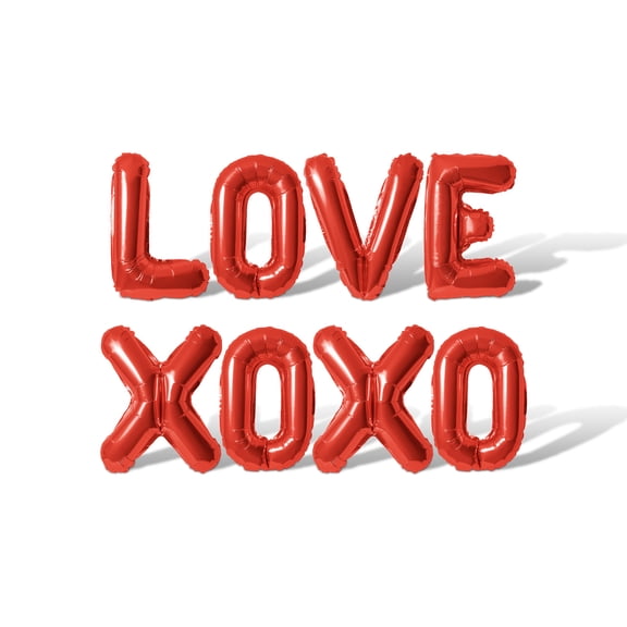 Letter Balloons - LOVE XOXO 16" Inch Alphabet Letters Foil Mylar Balloon Valentine's Day Party Banner (Red)