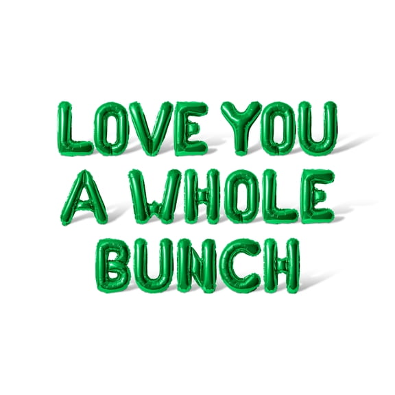Letter Balloons - LOVE YOU A WHOLE BUNCH 16" Inch Alphabet Letters Foil Mylar Balloon Bachelorette or Bridal Shower Party Banner (Green)