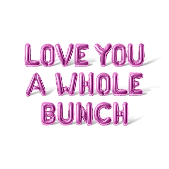Letter Balloons - LOVE YOU A WHOLE BUNCH 16" Inch Alphabet Letters Foil Mylar Balloon Bachelorette or Bridal Shower Party Banner (Pink)