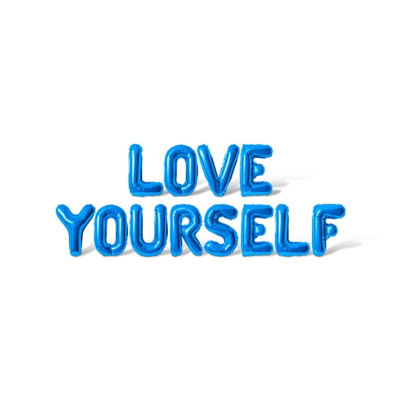 Letter Balloons - LOVE YOURSELF 16" Inch Alphabet Letters Foil Mylar Balloon Pride Day Party Banner (Blue)