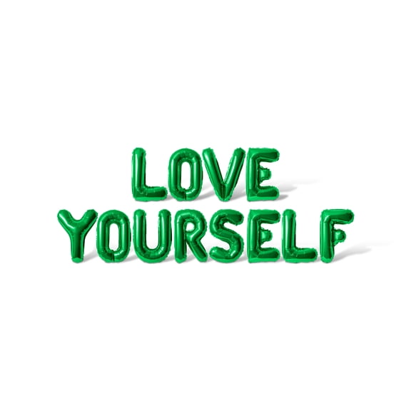 Letter Balloons - LOVE YOURSELF 16" Inch Alphabet Letters Foil Mylar Balloon Pride Day Party Banner (Green)