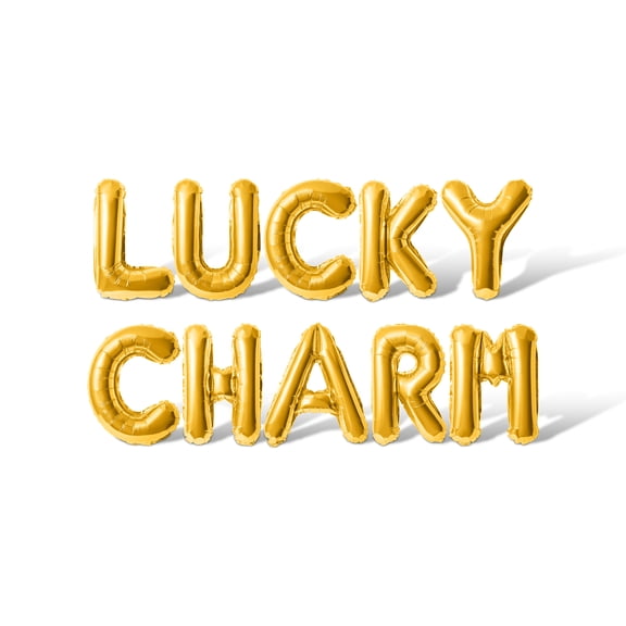 Letter Balloons - LUCKY CHARM 16" Inch Alphabet Letters Foil Mylar Balloon St. Patrick's Day Party Banner (Gold)